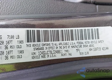 2020 Dodge Durango R/T Awd from USA, damaged, VIN 1C4SDJCT9LC248811